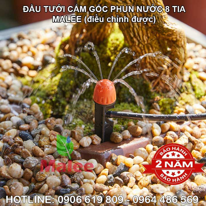 Đầu tưới phun nước 8 tia nhỏ giọt cắm gốc Malee