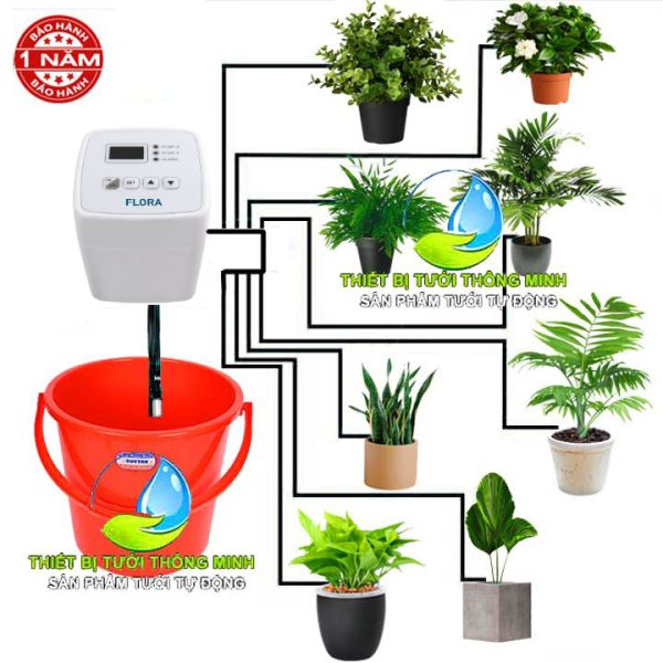 Bộ tưới cây nhỏ giọt cho ban công sân thượng không nguồn nước tự động Flora FL-10