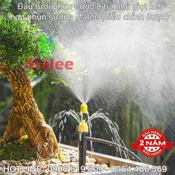 Đầu tưới 2 chế độ phun sương, nhỏ giọt 8 tia cắm gốc Malee