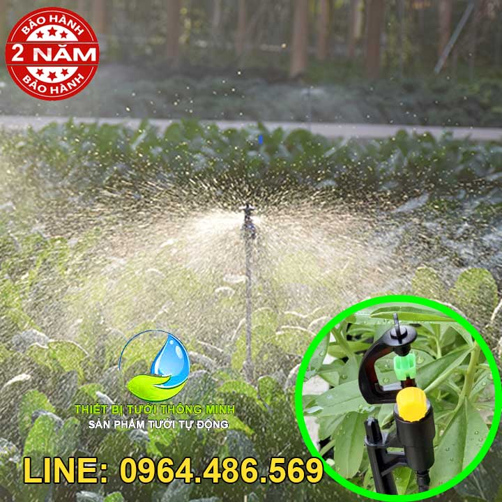 Đầu tưới phun mưa xoay 360 độ có van chỉnh cắm gốc Flora