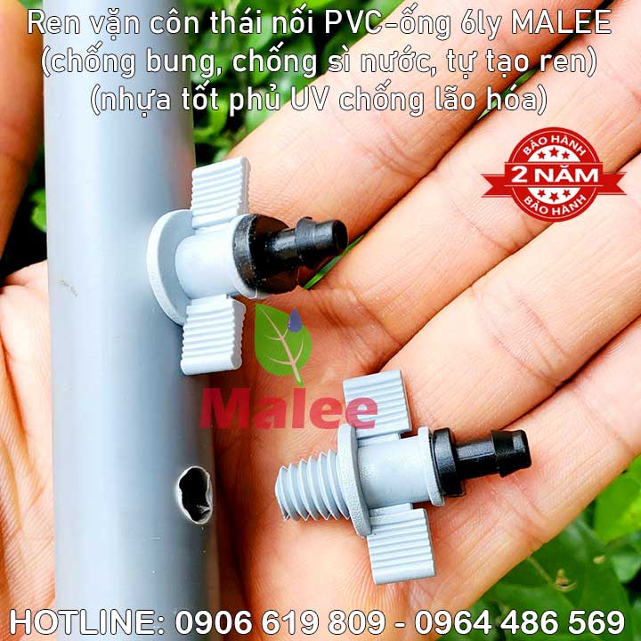 Ren vặn côn khởi thủy 6ly nối ống cứng PVC Malee